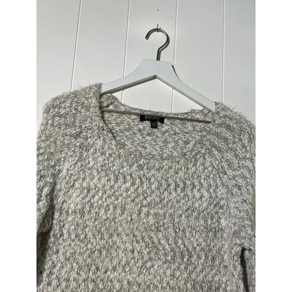 Buffalo David Bitton Sweater XL Eyelash Sweather Cozy Soft Gray White